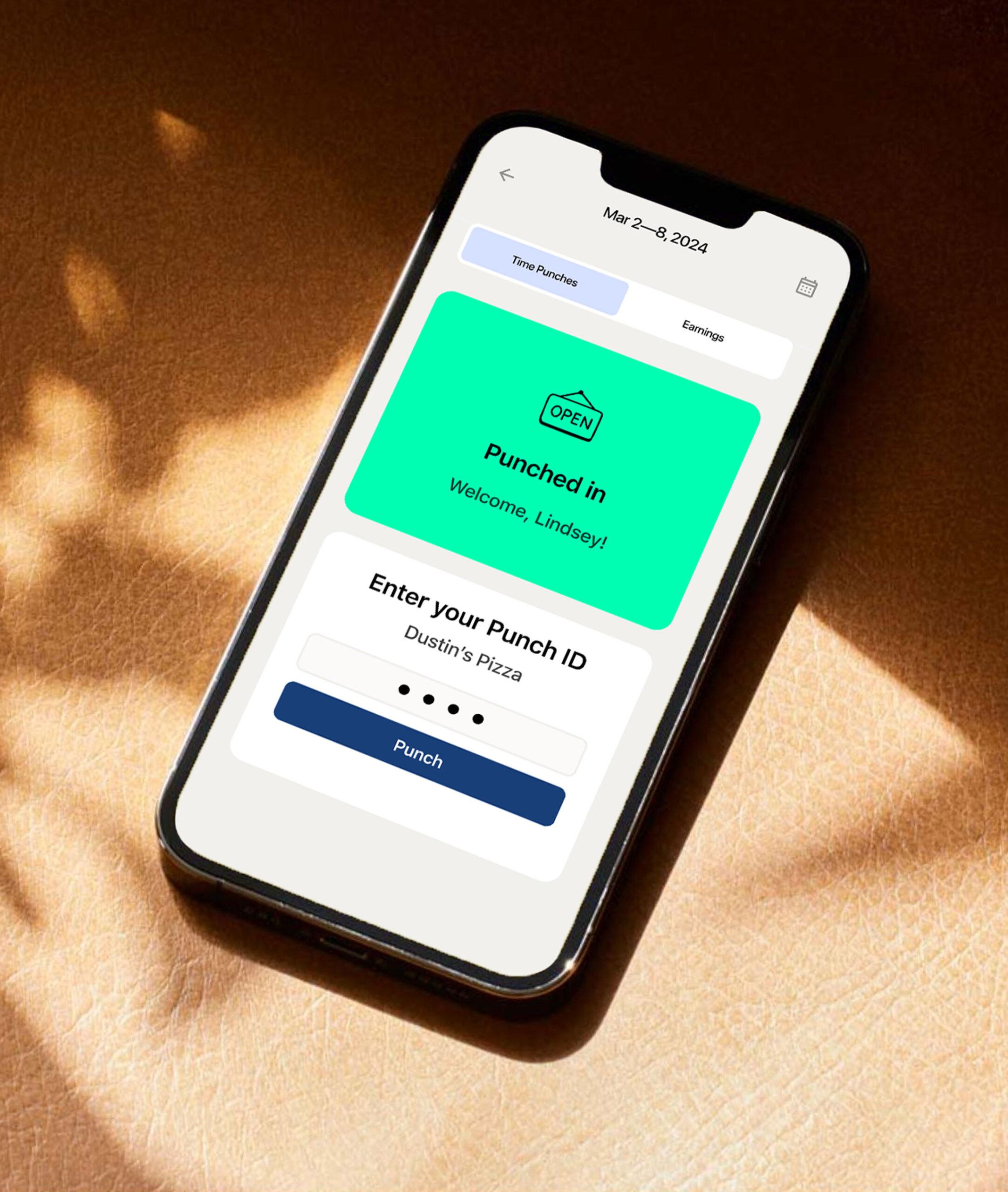Time Clocking 7punches function on the 7shifts app