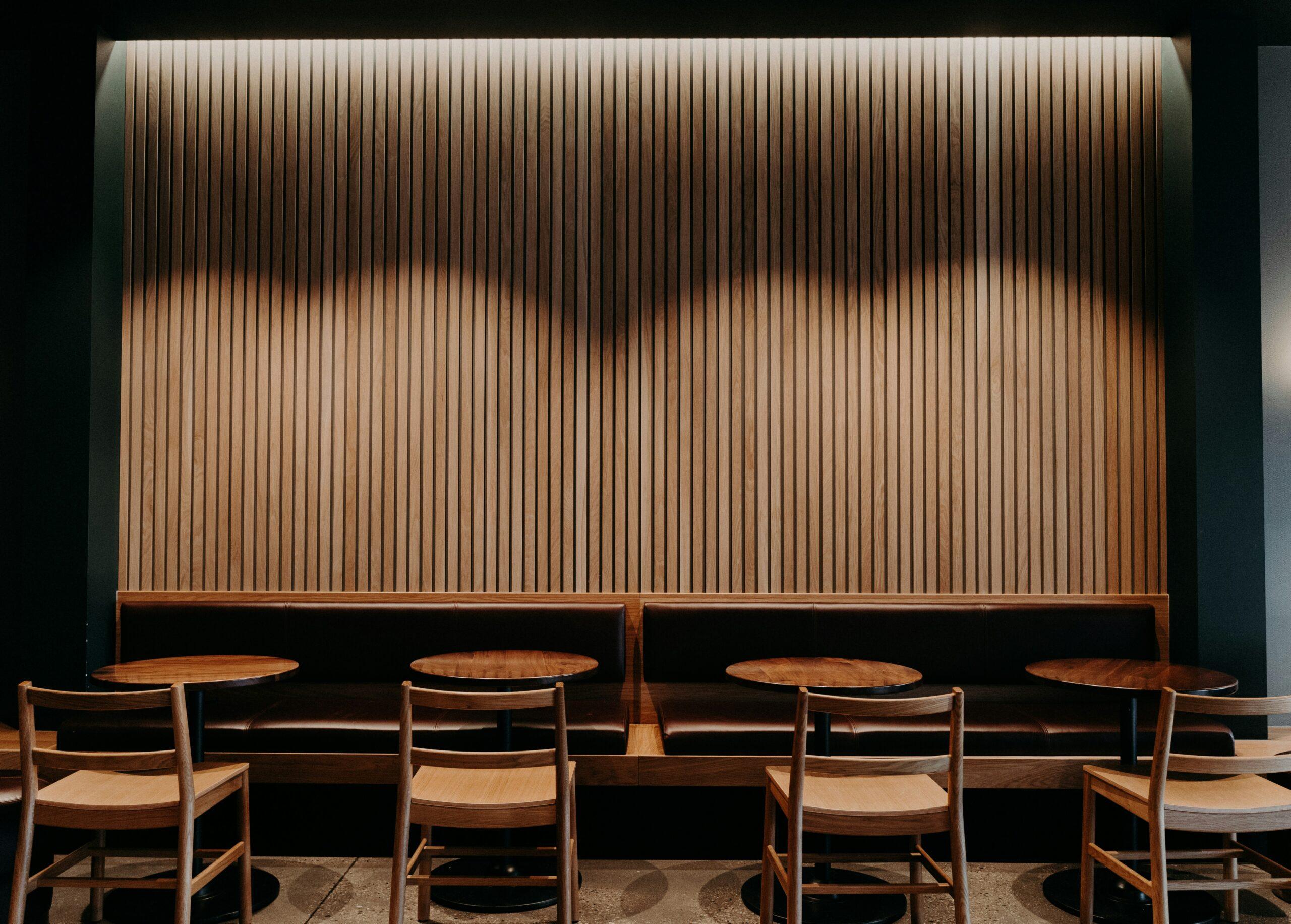 restaurant interior with wood